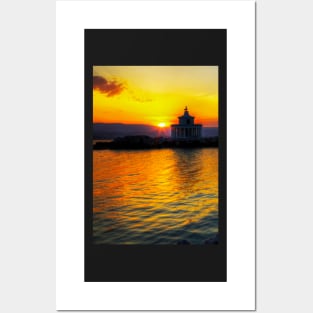 Argostoli lighthouse Sunset, Kefalonia, Greece Posters and Art